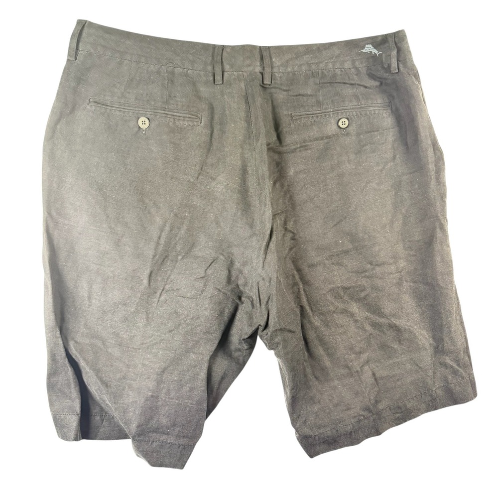 Tommy Bahama Shorts Mens 35 Gray Excellent Silk Linen Blend Flat Front Chino - Picture 2 of 7